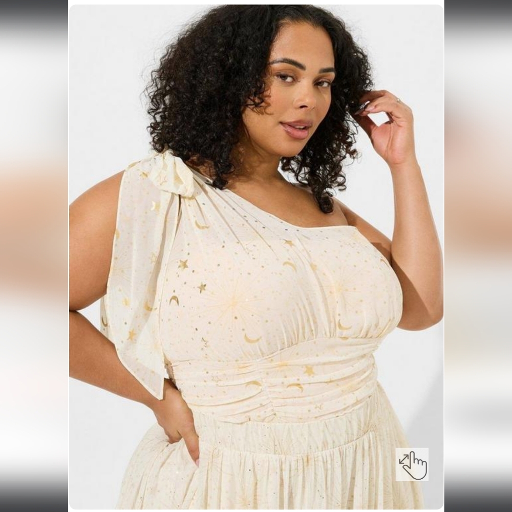 Chiffon Foil One Shoulder Crop Top